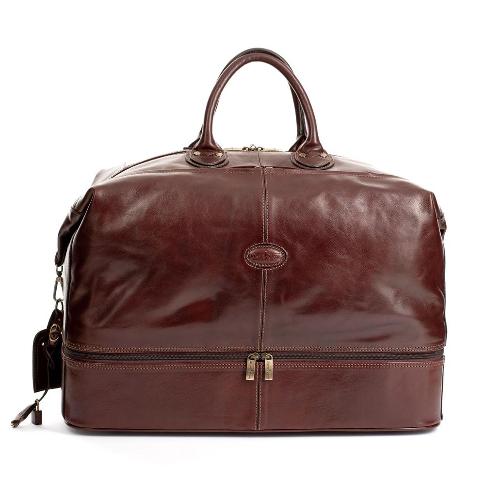 Gianni Conti Skinn reisebag i eksklusivt italiensk kalveskinn Brun-Bagger-BagBrokers