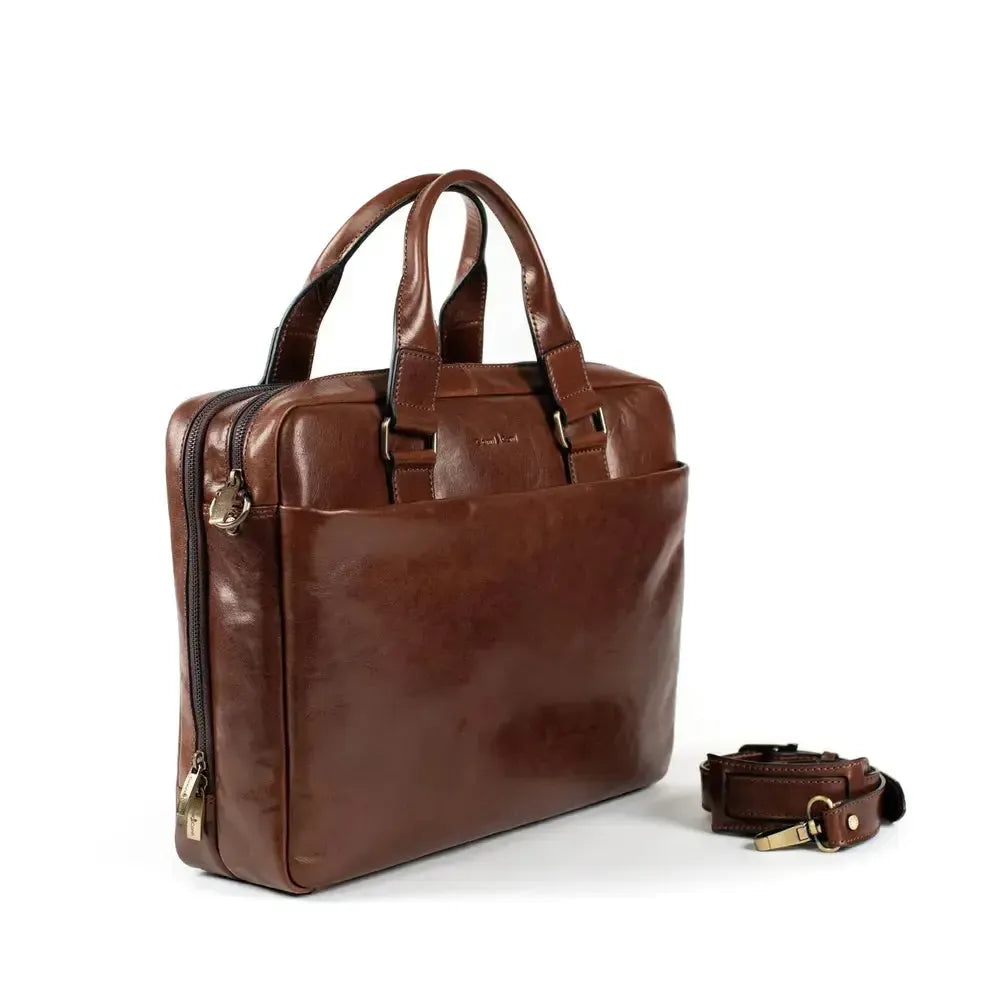 Gianni Conti Stor klassisk PC-veske med 2 hovedrom 13" Brown-Veske-BagBrokers