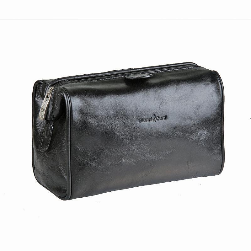 Gianni Conti Toalettmappe i eksklusivt italiensk kalveskinn Svart-Toalettmappe-BagBrokers