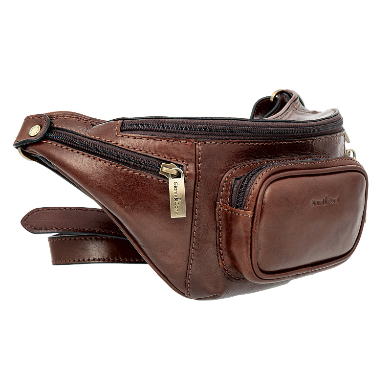 Gianni Conti midjeveske i eksklusivt italiensk kalveskinn Brown