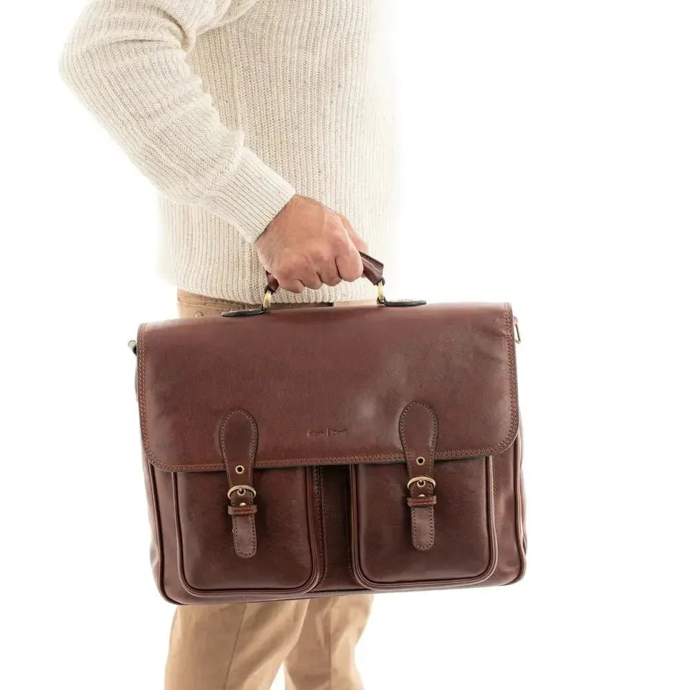 Gianni Conti stor portefølje veske Dark Brown-Veske-BagBrokers