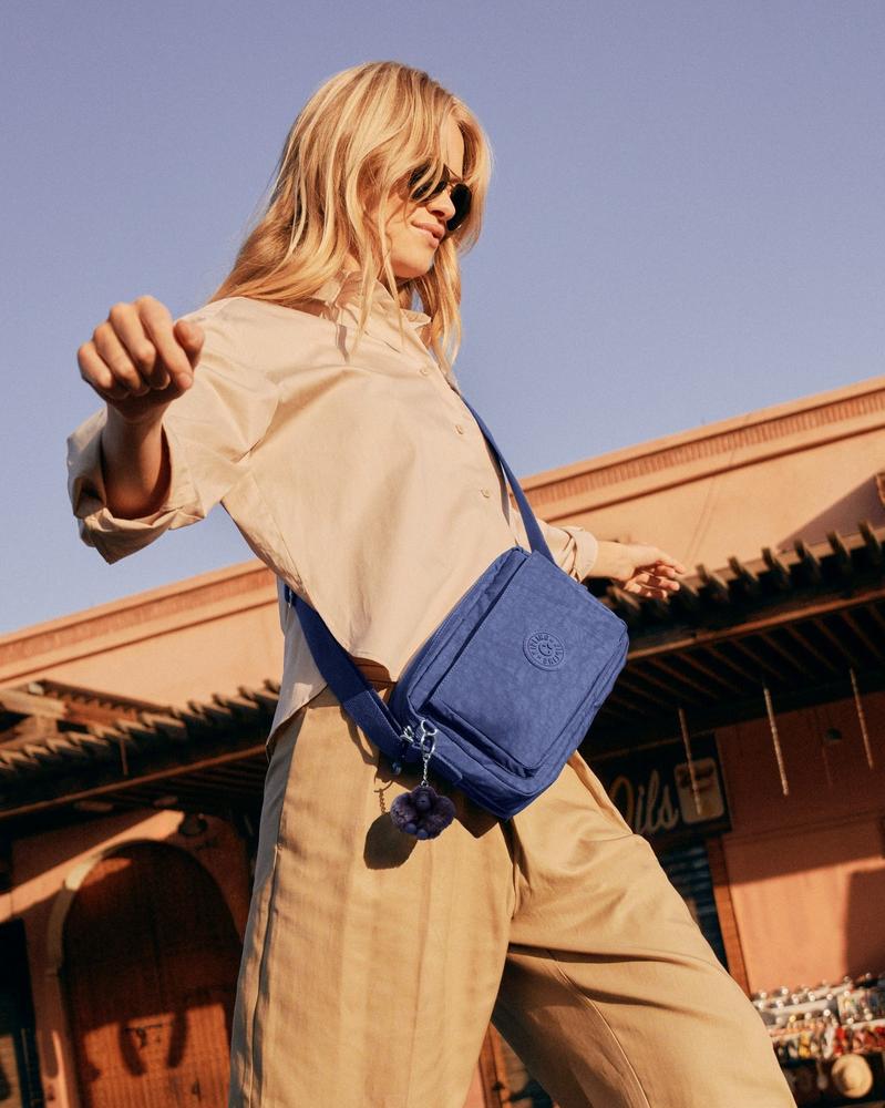 Kipling Abanu Medium Crossbody-veske Ocean Blue-Veske-BagBrokers