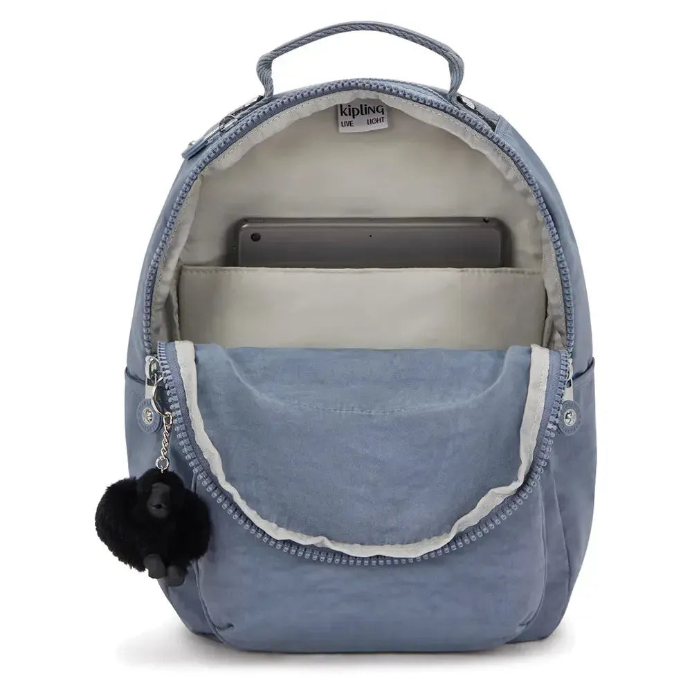 Kipling Seoul S liten ryggsekk Blue Stone-Ryggsekker-BagBrokers