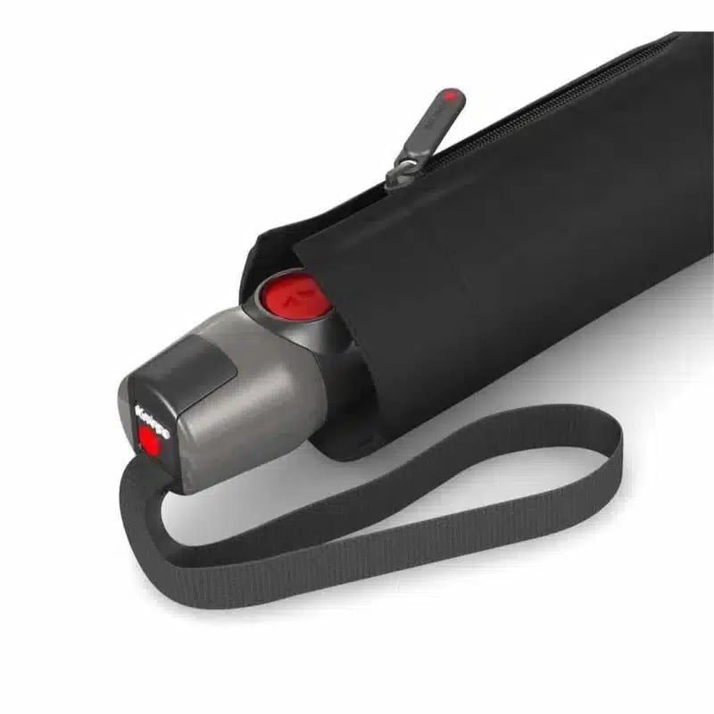 Knirps Duomatic T200 Windproof paraply med automatisk åpning og lukking Svart-Paraplyer-BagBrokers