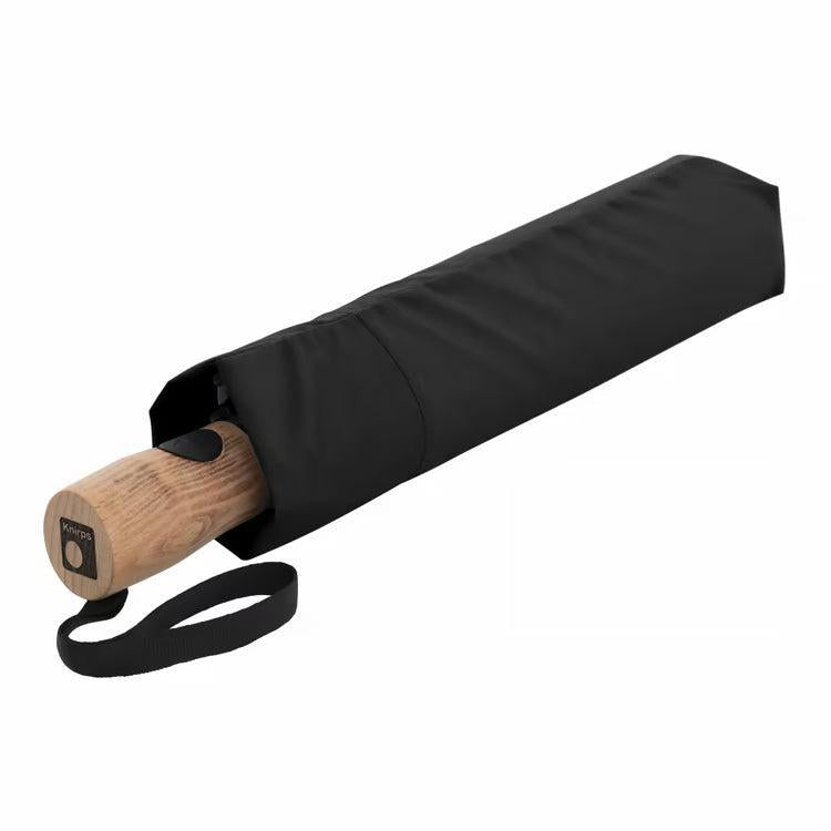 Knirps Duomatic Timber Paraply Black-Paraplyer-BagBrokers