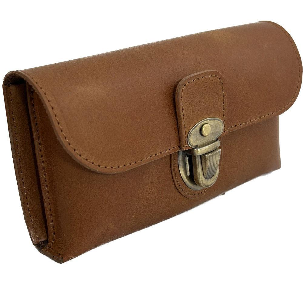 Myntapparat i stål med kraftig og solid skinnetui Cognac-Lommebok/ Kortholder-BagBrokers