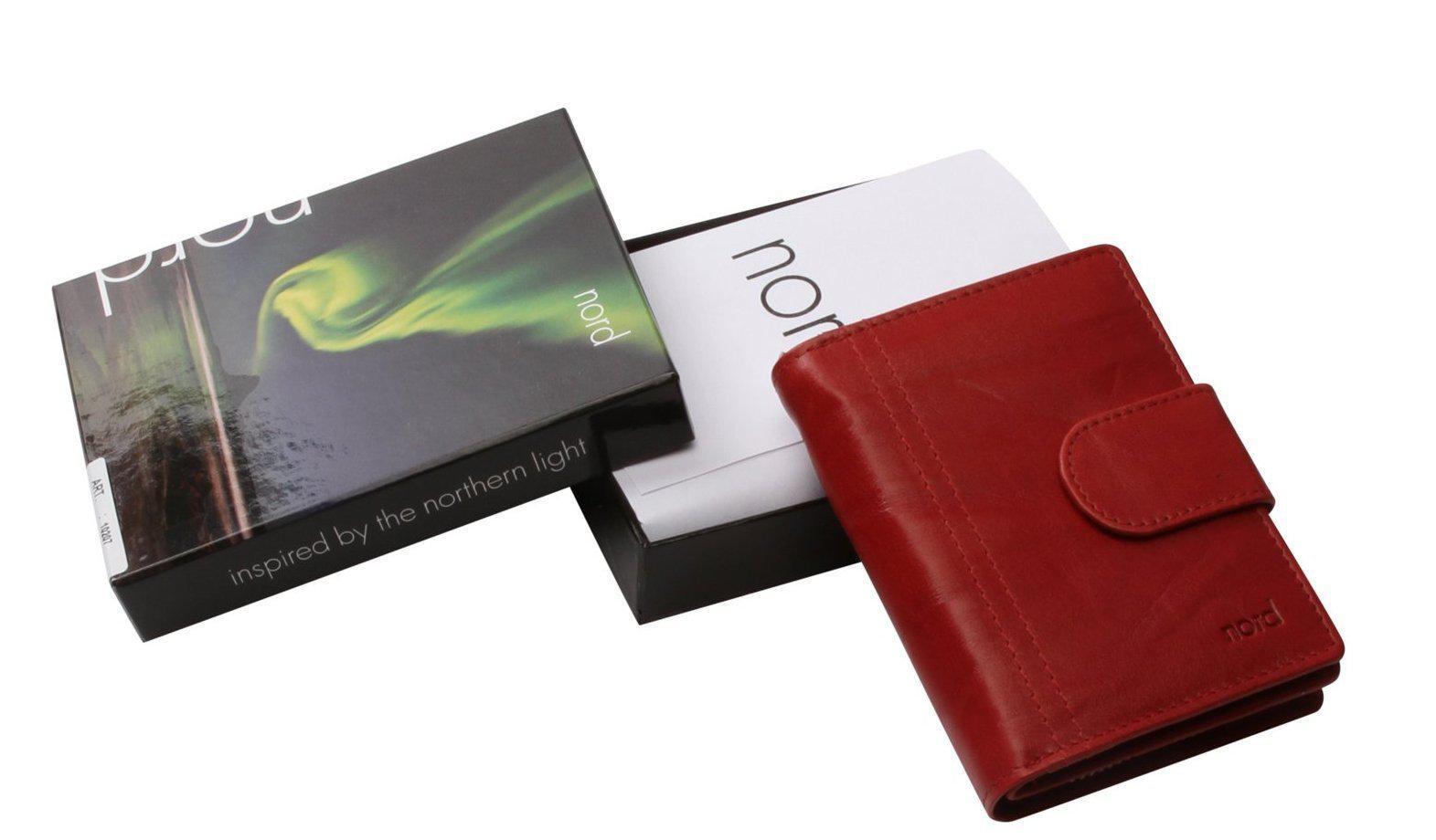 Lommebok/ Kortholder-Nord Leather. Medium Dame Portemone. Rød-BagBrokers