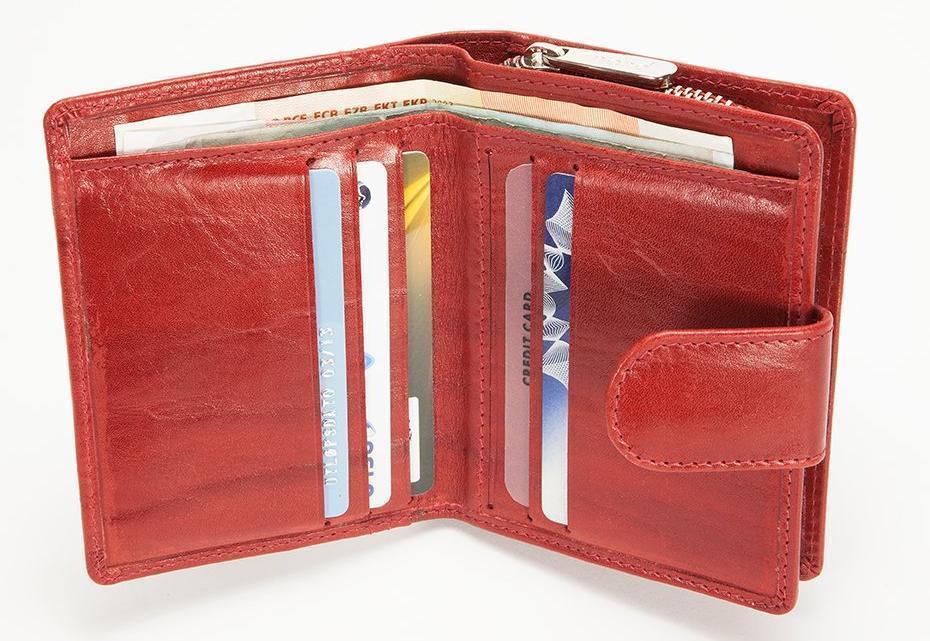 Lommebok/ Kortholder-Nord Leather. Medium Dame Portemone. Rød-BagBrokers