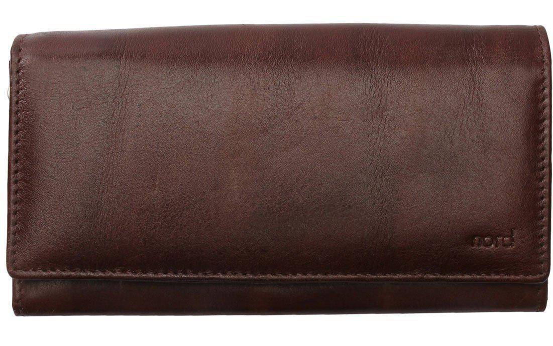 Lommebok/ Kortholder-Nord Leather. Dame skinn Portemone. 7 kortlommer/ myntlomme Brun-BagBrokers