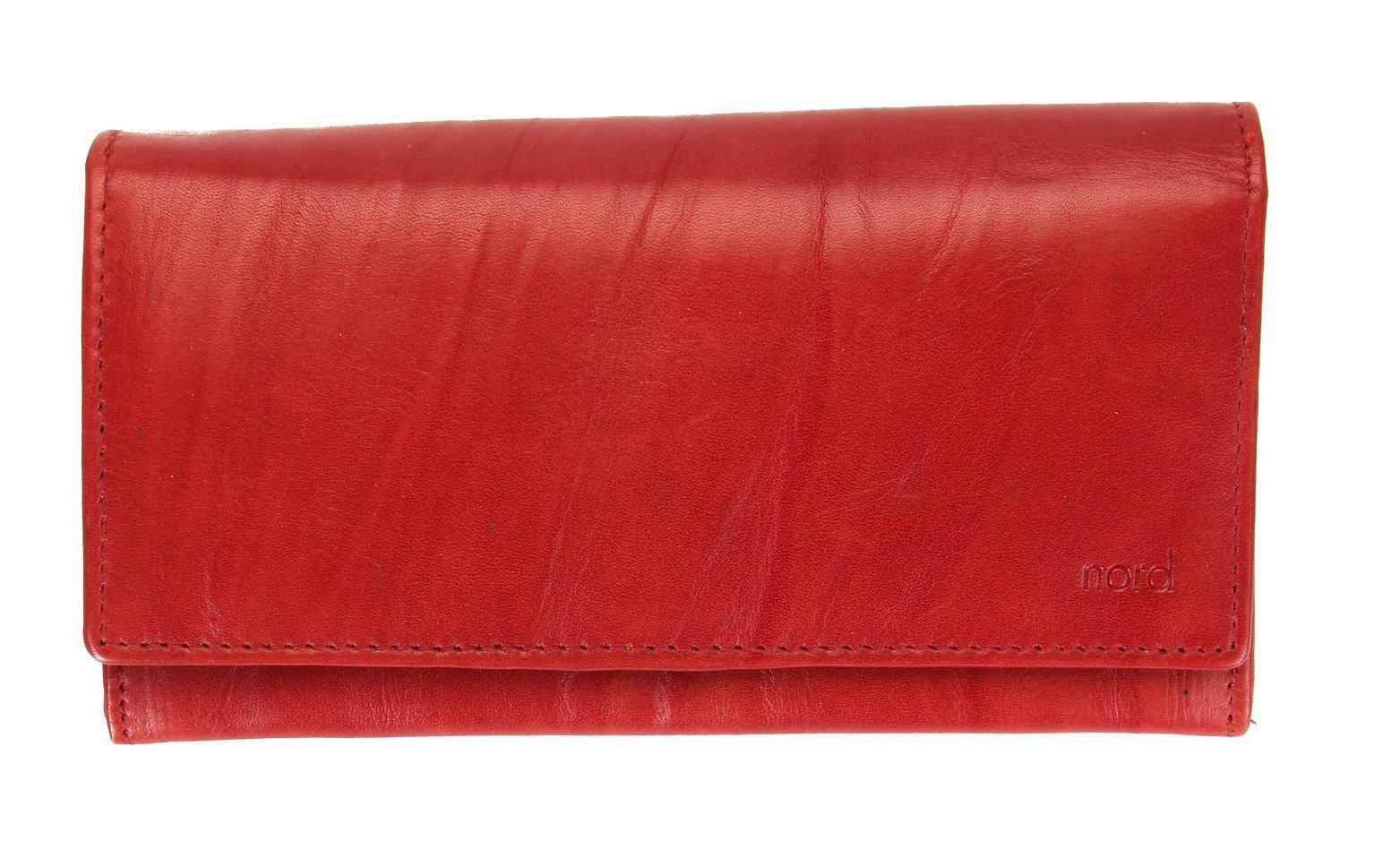 Lommebok/ Kortholder-Nord Leather. Dame skinn Portemone. 7 kortlommer/ myntlomme Rød-BagBrokers
