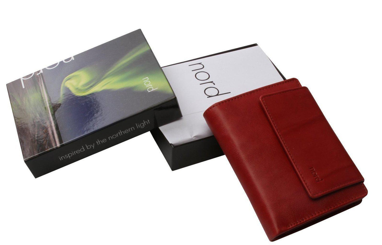 Lommebok/ Kortholder-Nord Leather. Dame skinn Portemone. 9 kortlommer/ myntlomme Rød-BagBrokers