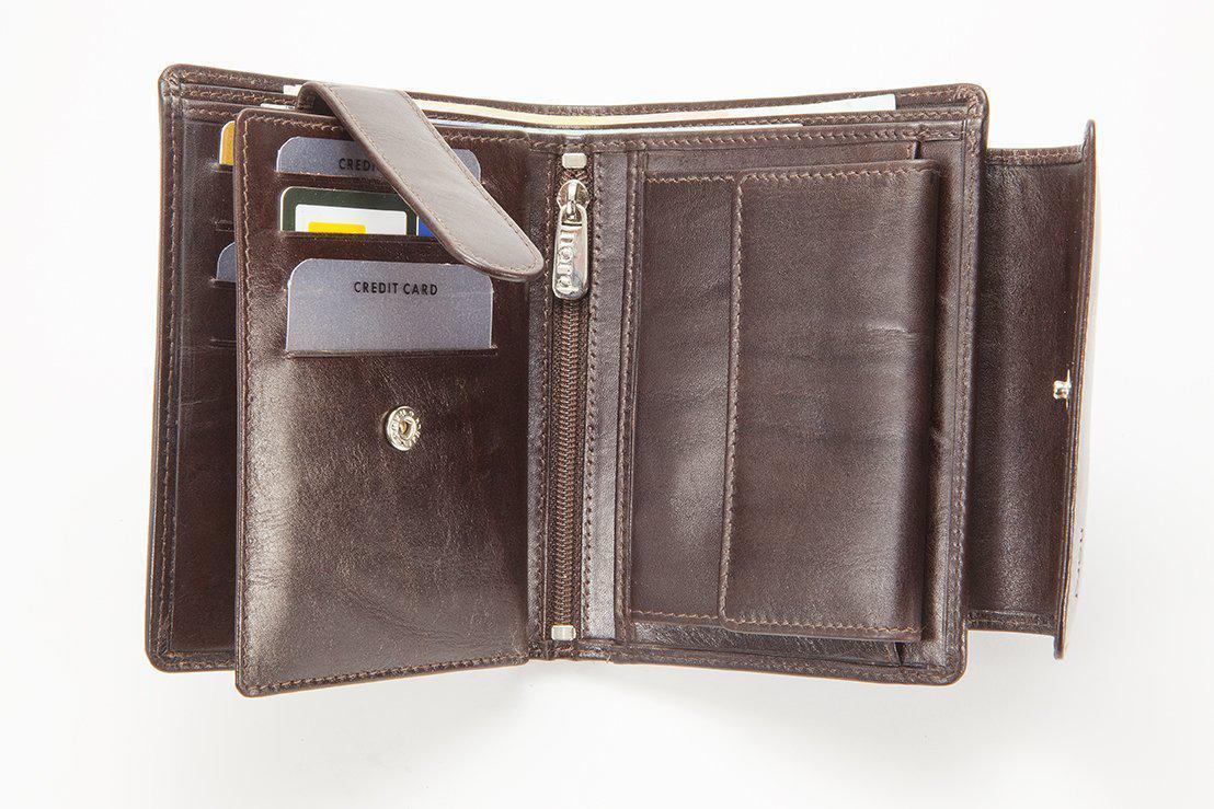 Lommebok/ Kortholder-Nord Leather. Dame skinn Portemone. 9 kortlommer/ myntlomme Rød-BagBrokers