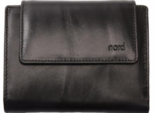 Lommebok/ Kortholder-Nord Leather. Dame skinn Portemone. 9 kortlommer/ myntlomme Sort-BagBrokers
