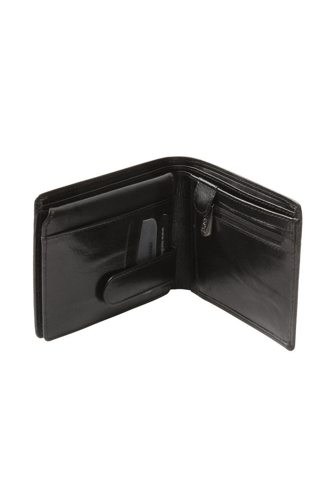 Lommebok/ Kortholder-Nord Leather. Dollar Herre skinn Lommebok 9 kort/ Myntlomme Sort-BagBrokers