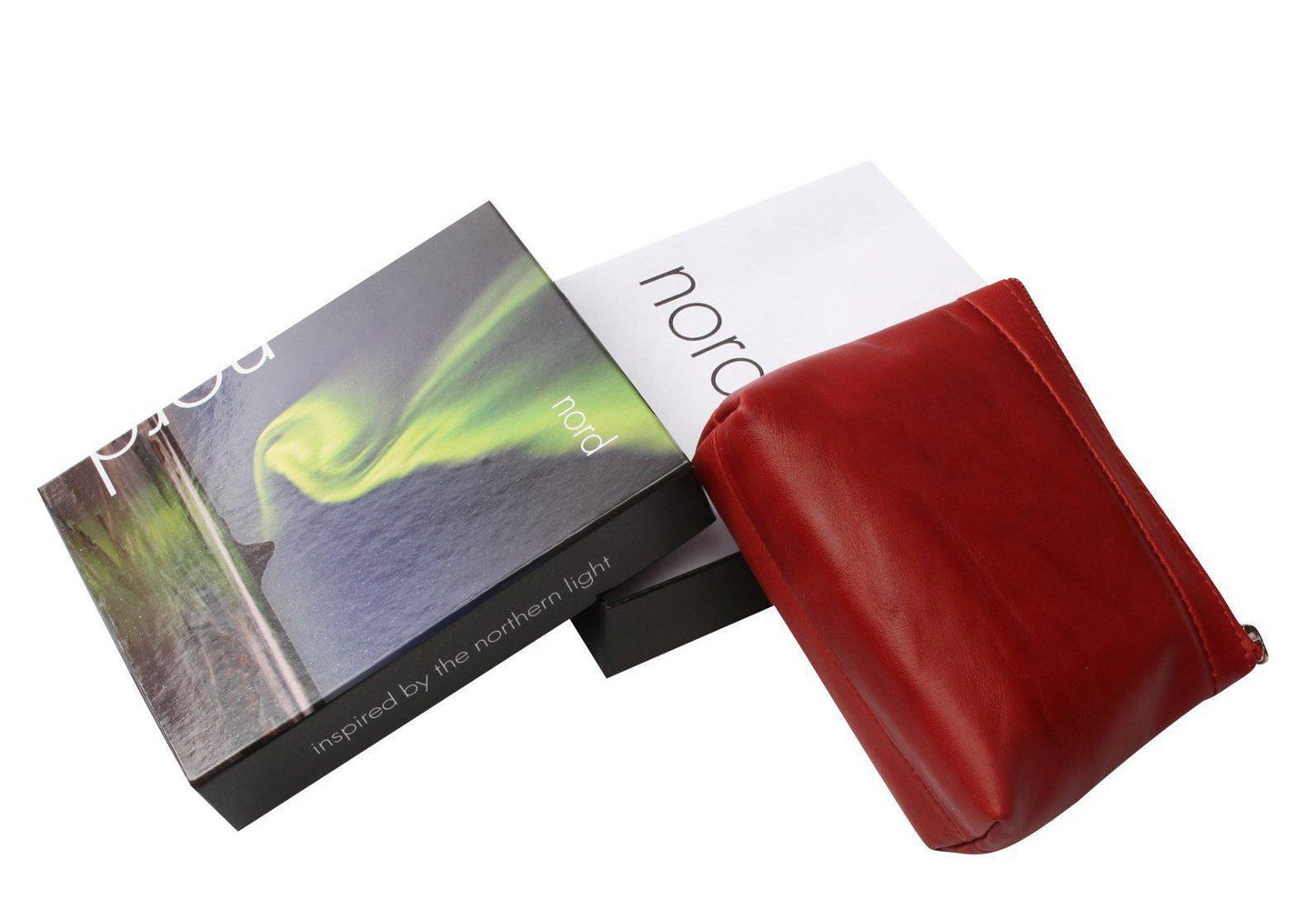 Toalettmappe-Nord Leather. Eksklusiv liten sminkepung i skinn med utvendig lomme. Rød-BagBrokers