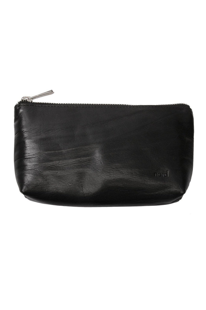 Toalettmappe-Nord Leather. Eksklusiv stor sminkepung i skinn med speil. Sort-BagBrokers