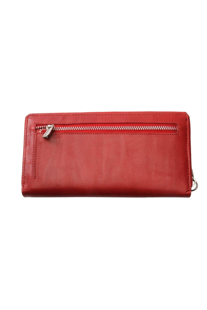 Lommebok/ Kortholder-Nord Leather. Dame Stor Portemone/ Clutch/ Speil + Iphone lomme Rød-BagBrokers