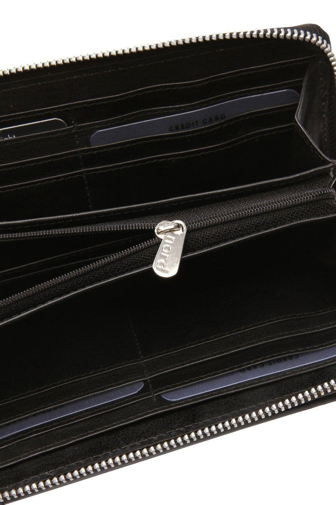 Lommebok/ Kortholder-Nord Leather. Dame Stor Portemone/ Clutch/ Speil + Iphone lomme Sort-BagBrokers