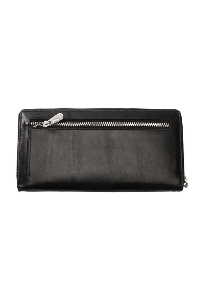 Lommebok/ Kortholder-Nord Leather. Dame Stor Portemone/ Clutch/ Speil + Iphone lomme Sort-BagBrokers