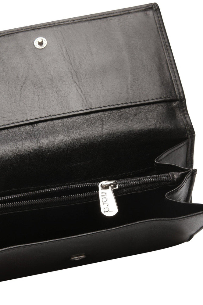 Lommebok/ Kortholder-Nord Leather. Dame stor skinn Portemone. 12 kortlommer/ myntlomme Sort-BagBrokers
