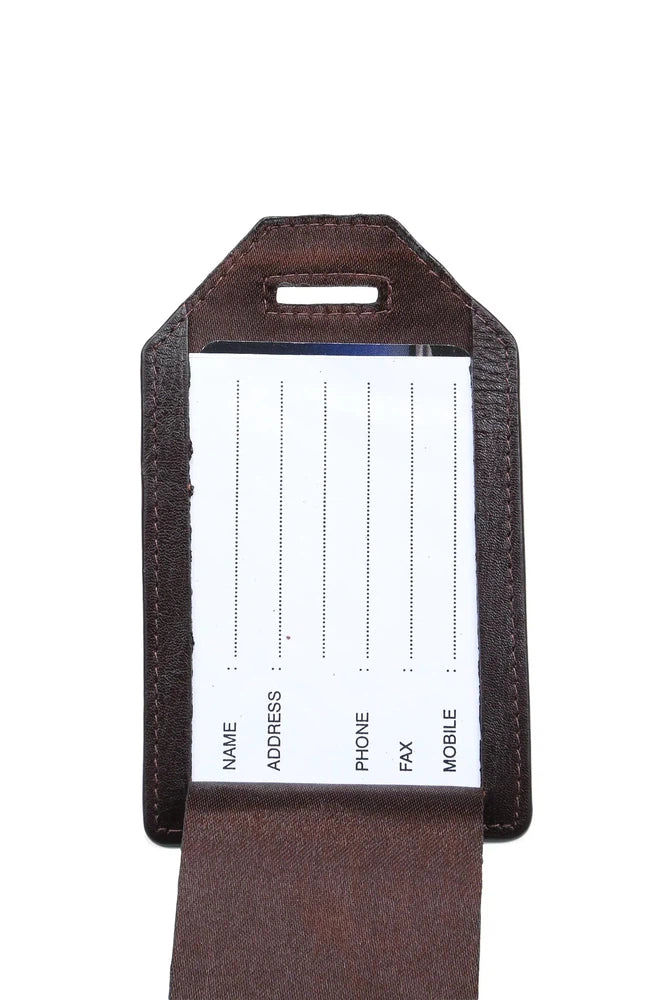 Nord Leather stor skinn adressetag Brun-Bagasjetag-BagBrokers