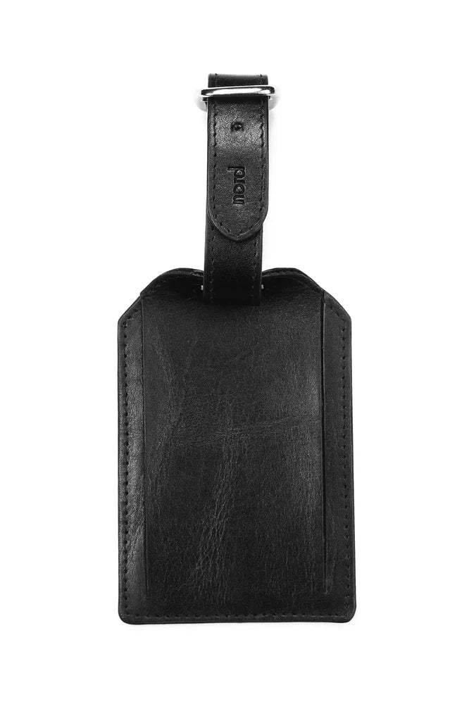 Nord Leather stor skinn adressetag Svart-Bagasjetag-BagBrokers