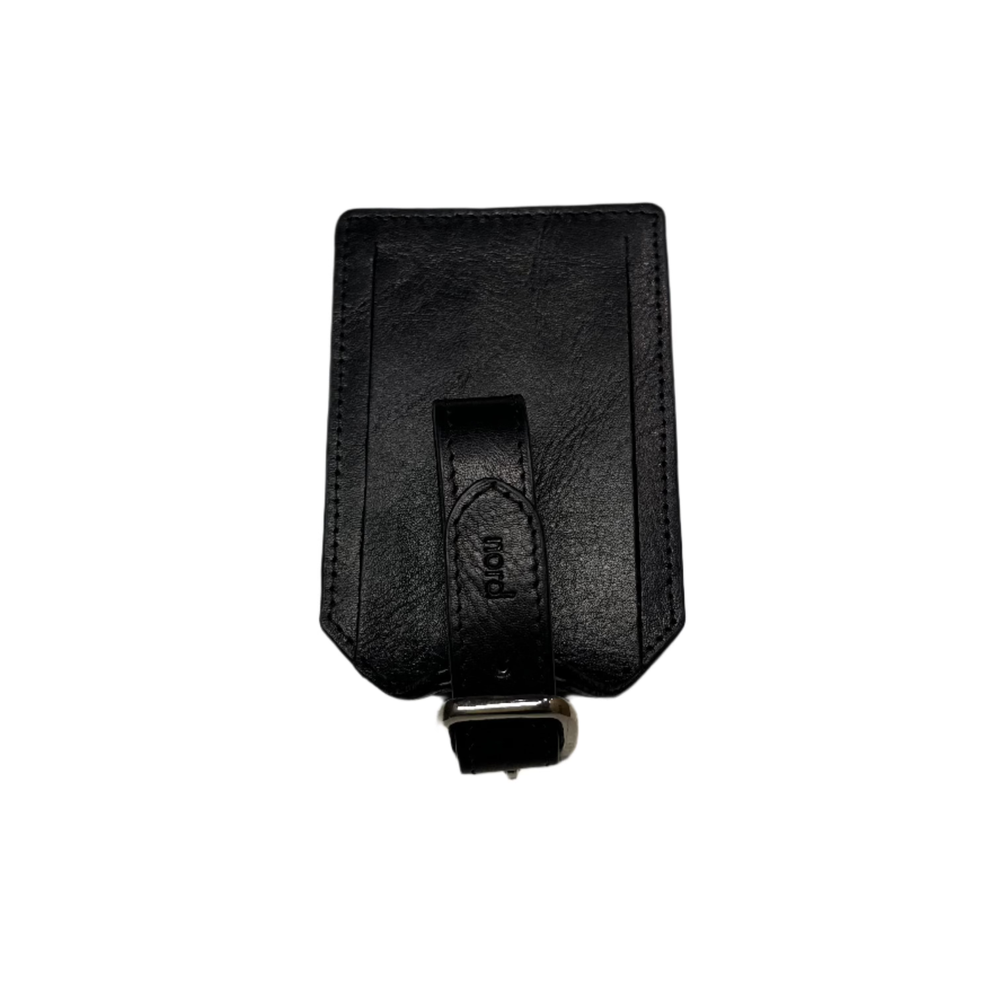 Nord Leather stor skinn adressetag Svart-Bagasjetag-BagBrokers