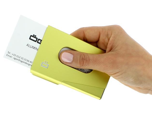 Lommebok/ Kortholder-Ögon Design. One Touch visittkort holder i aluminium lime-grønn-BagBrokers
