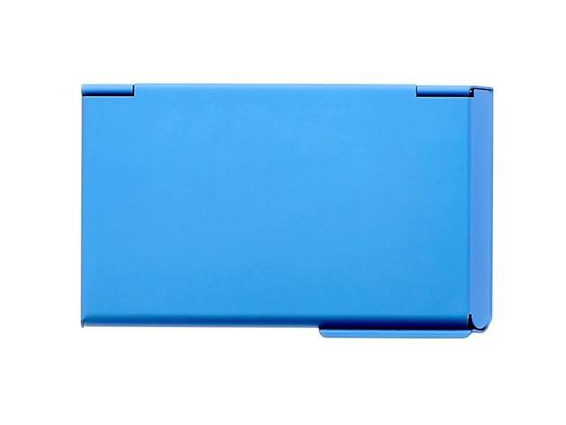 Lommebok/ Kortholder-Ögon Design. One Touch visittkort holder i aluminium blå-BagBrokers