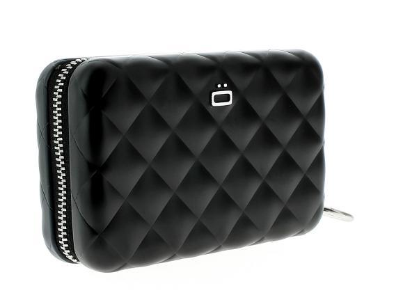 Lommebok/ Kortholder-Ögon Designs - Quilted Aluminium zipper lommebok/ kortholder 24 Kort sort-BagBrokers
