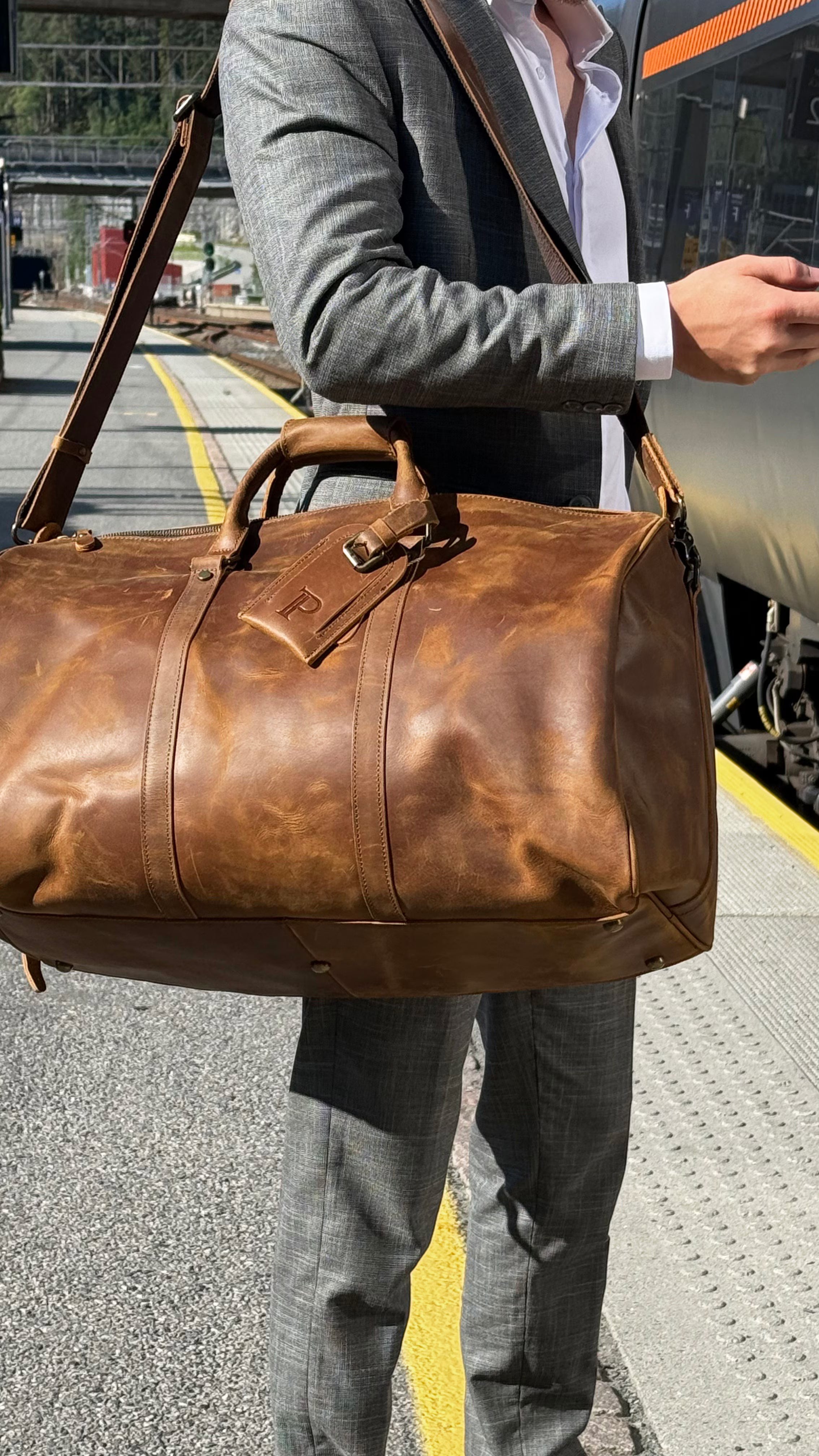 Porter Heritage weekend bag i skinn Cognac-Bagger-BagBrokers