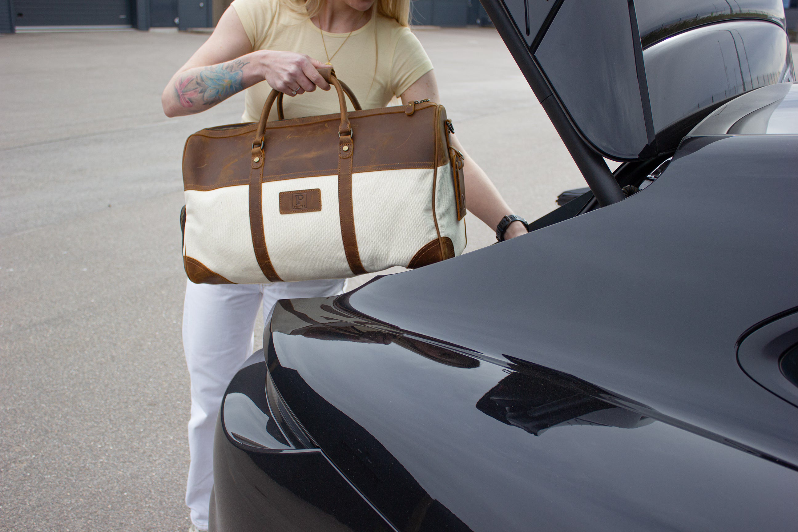 Porter Voyager weekend bag i Canvas og skinn-Bagger-BagBrokers