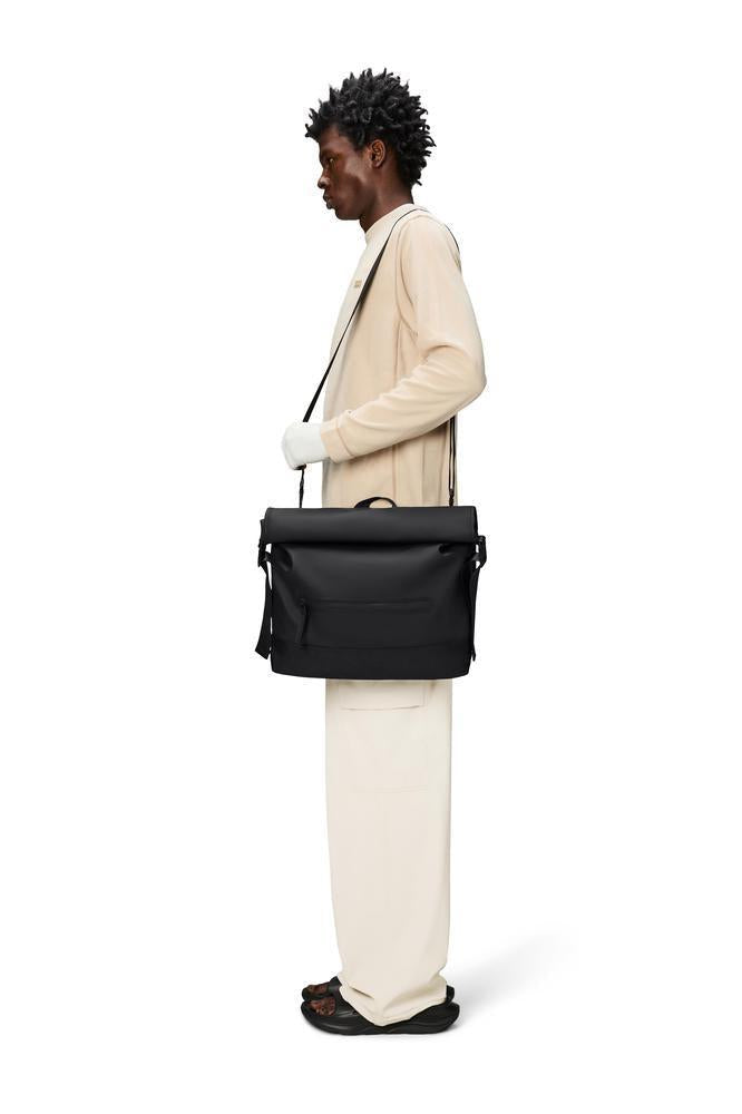 Rains Trail Rolltop Messenger Bag W3 Black Sykkelveske-Bagger-BagBrokers