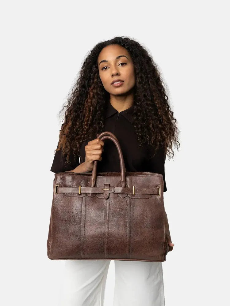 Re:Designed by Dixie Mada Big veske med bærehåndtak i skinn Woodsmoke-Damevesker-BagBrokers