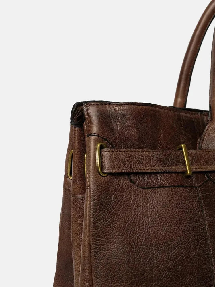 Re:Designed by Dixie Mada Big veske med bærehåndtak i skinn Woodsmoke-Damevesker-BagBrokers