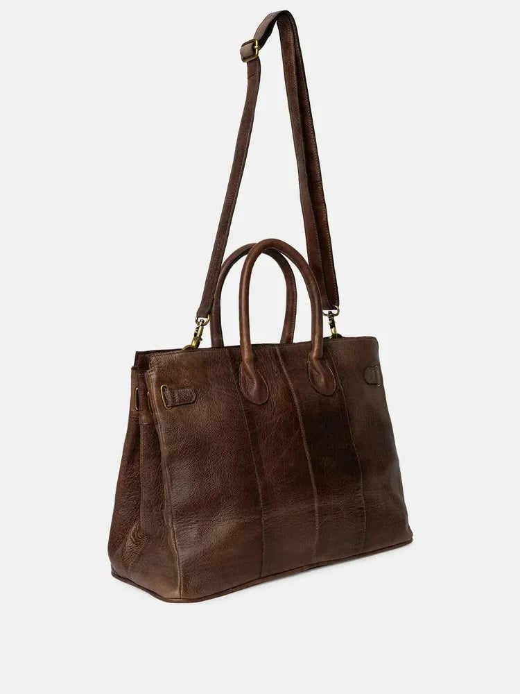 Re:Designed by Dixie Mada Big veske med bærehåndtak i skinn Woodsmoke-Damevesker-BagBrokers