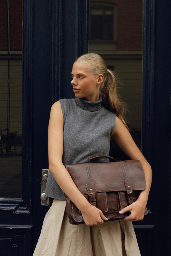 Re:Designed by Dixie Melia Big veske med bærehåndtak i skinn Woodsmoke-Damevesker-BagBrokers