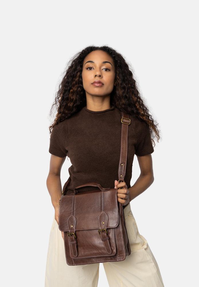 Re:Designed by Dixie Melia Medium veske med bærehåndtak i skinn Woodsmoke-Damevesker-BagBrokers