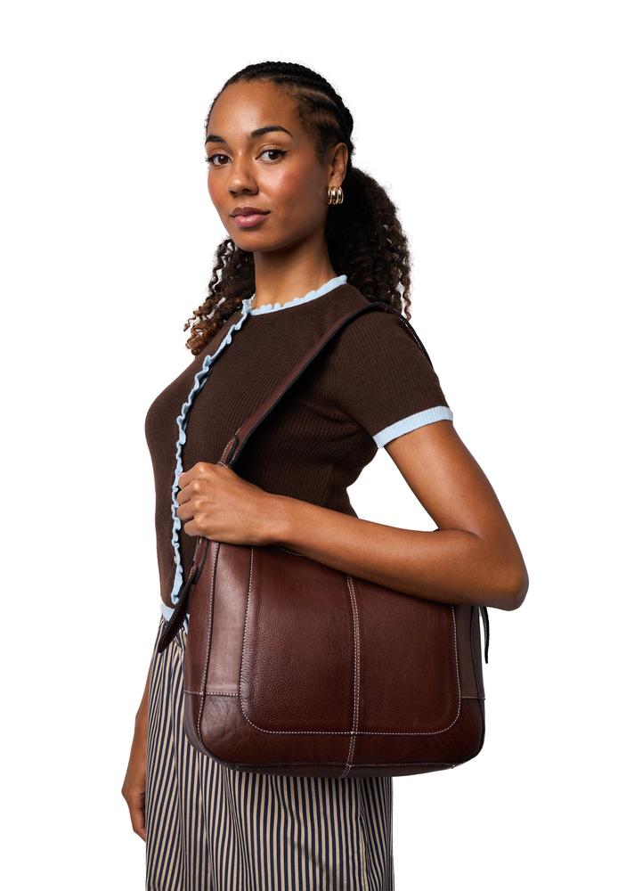 Re:Designed by Dixie Neri Small skulderveske i skinn Woodsmoke-Damevesker-BagBrokers