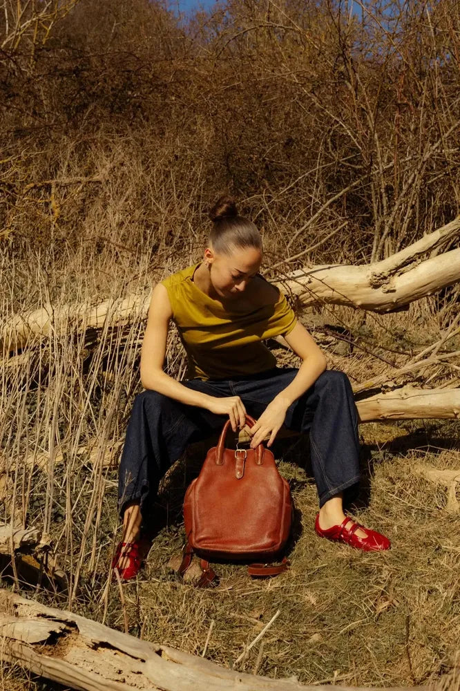 Re:Designed by dixie Jeane Ryggsekk i skinn - Cognac-Sekk-BagBrokers