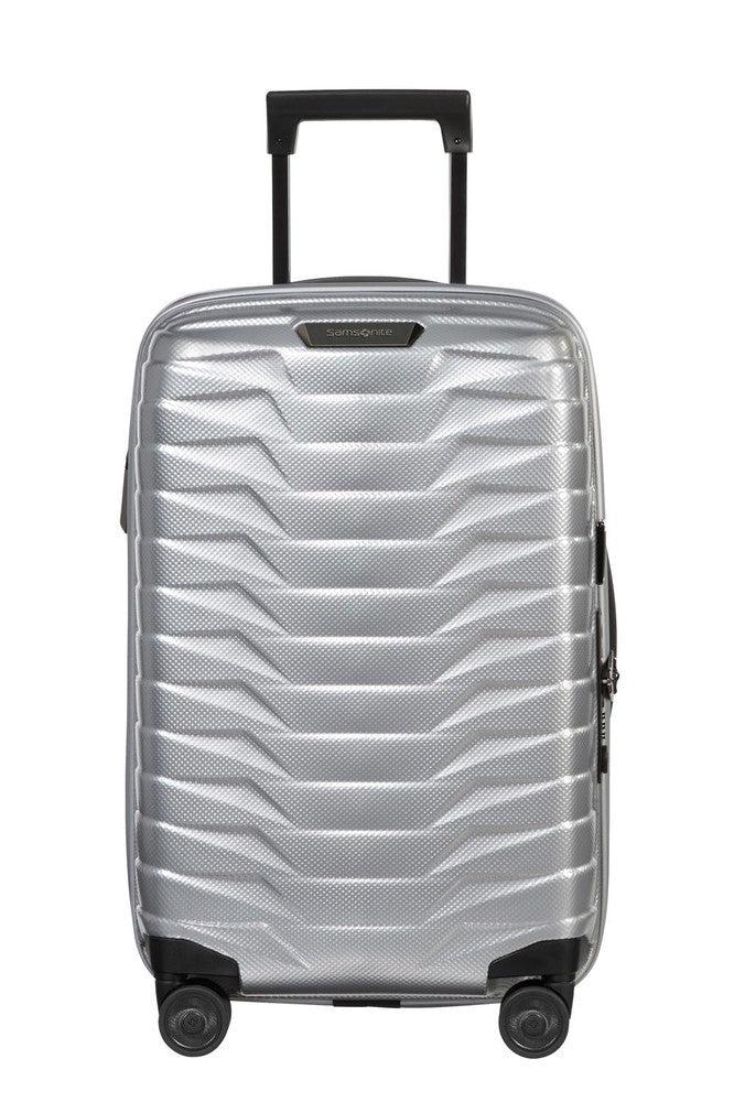 Samsonite PROXIS Utvidbar Smal kabinkoffert 35 cm bredde med 4 hjul Silver-Harde kofferter-BagBrokers