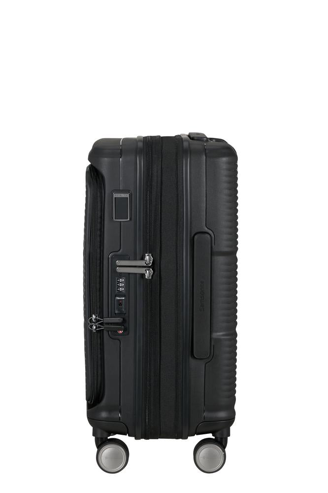 Samsonite Paralux Utvidbar kabinkoffert med dobbel inngang 55 cm Black-Harde kofferter-BagBrokers