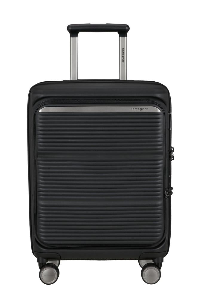 Samsonite Paralux Utvidbar kabinkoffert med dobbel inngang 55 cm Black-Harde kofferter-BagBrokers