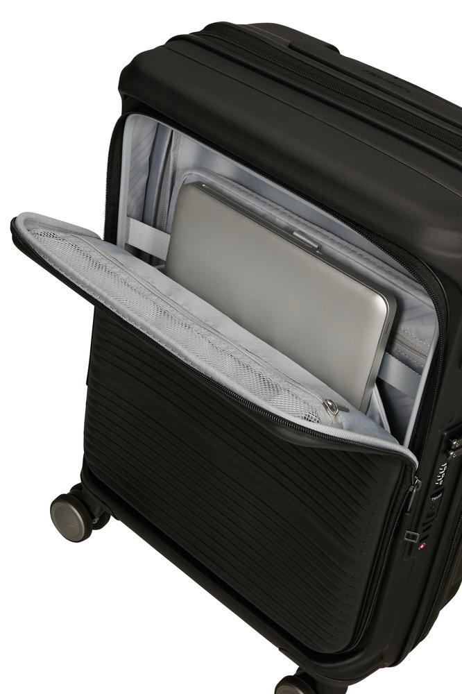 Samsonite Paralux Utvidbar kabinkoffert med dobbel inngang 55 cm Black-Harde kofferter-BagBrokers