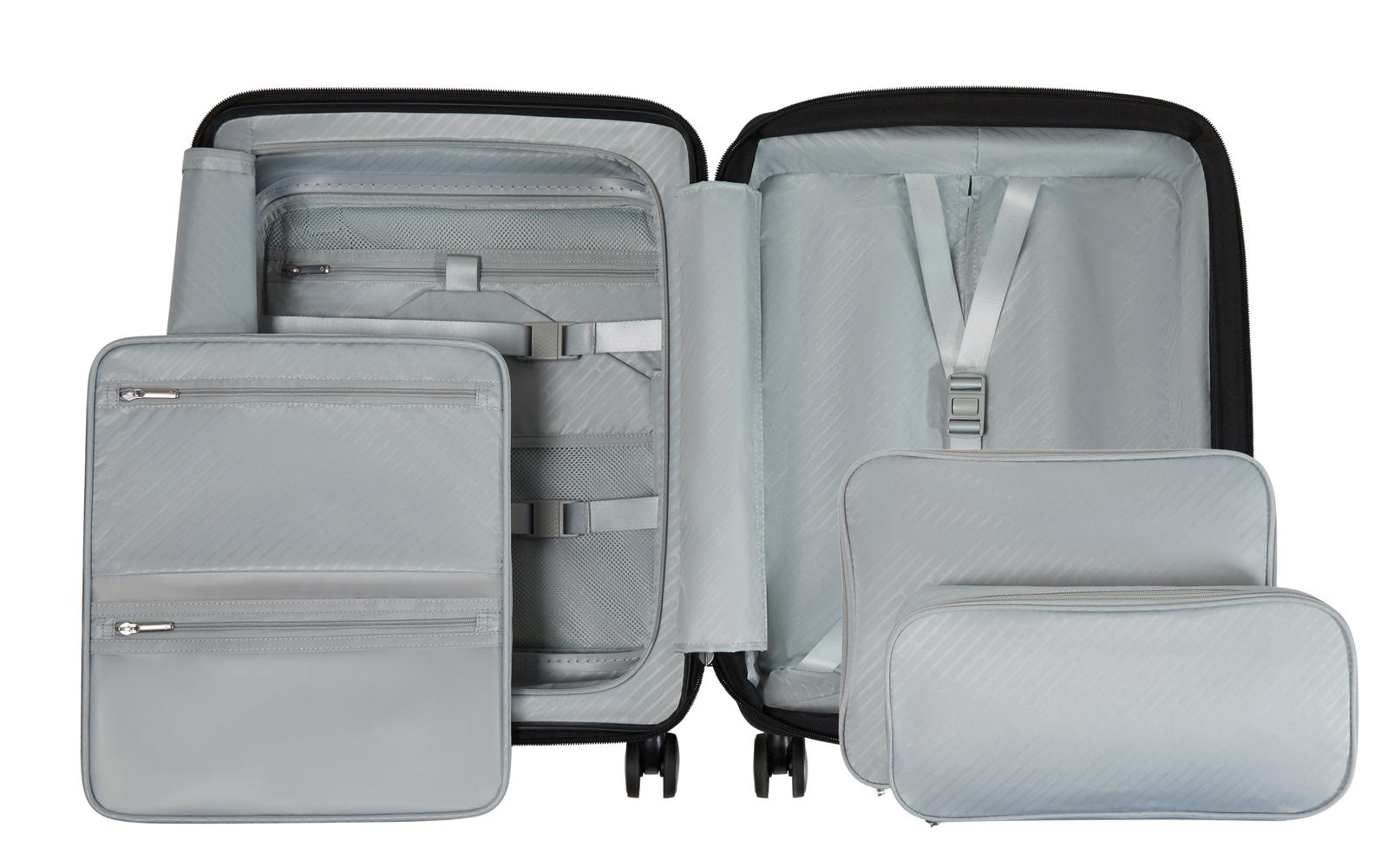 Samsonite Paralux Utvidbar kabinkoffert med dobbel inngang 55 cm Black-Harde kofferter-BagBrokers