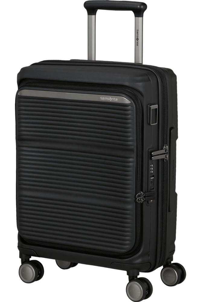Samsonite Paralux Utvidbar kabinkoffert med dobbel inngang 55 cm Black-Harde kofferter-BagBrokers