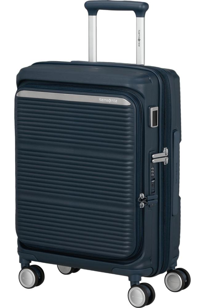 Samsonite Paralux Utvidbar kabinkoffert med dobbel inngang 55 cm Midnight Navy-Harde kofferter-BagBrokers