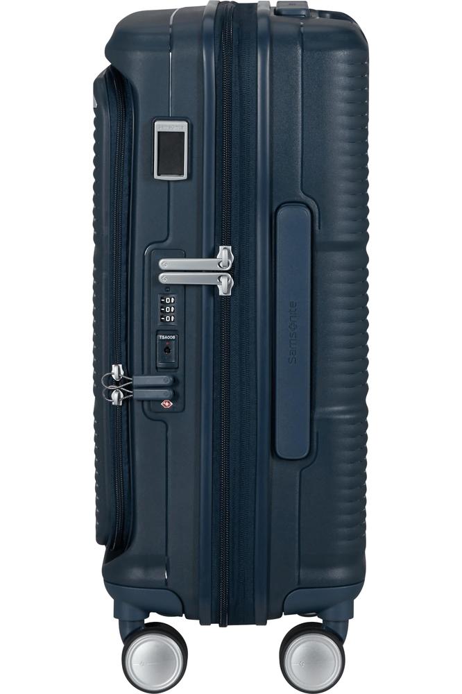 Samsonite Paralux Utvidbar kabinkoffert med dobbel inngang 55 cm Midnight Navy-Harde kofferter-BagBrokers