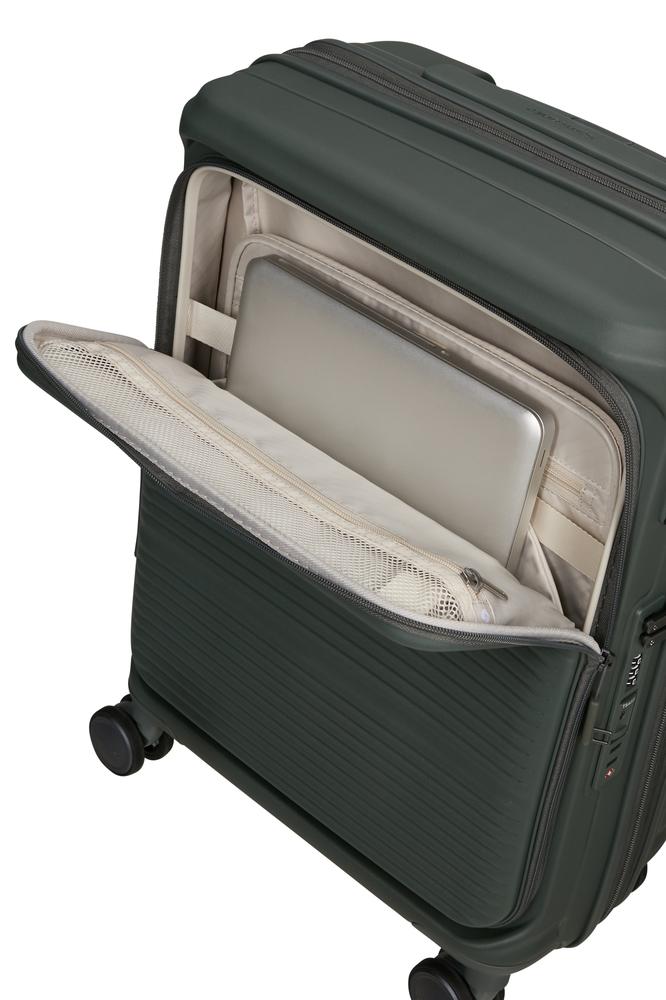 Samsonite Paralux Utvidbar kabinkoffert med dobbel inngang 55 cm Oliven-Harde kofferter-BagBrokers