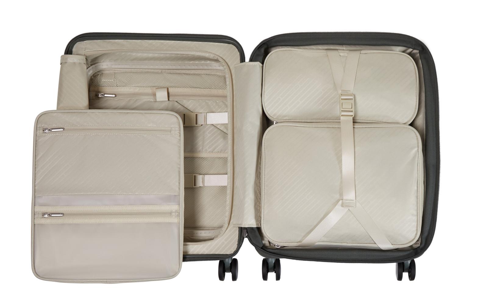 Samsonite Paralux Utvidbar kabinkoffert med dobbel inngang 55 cm Oliven-Harde kofferter-BagBrokers
